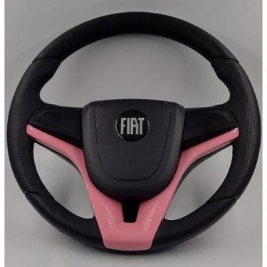 Imagem de Volante Esportivo Rosa Para Fiat Uno Fire 2002 em Diante Com o Cubo