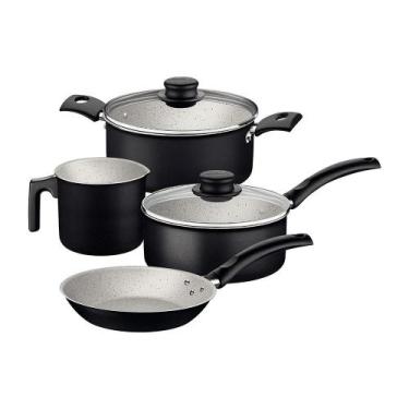 Imagem de Jogo de Panelas Turim Aluminio Revestimento Antiaderente 4 Peças Preto