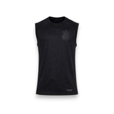 Imagem de Regata Corinthians All Black Bordado Masculino Oficia - - Coimbra, Pre