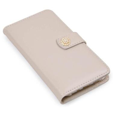 Imagem de Capa Carteira Couro Strass Marfim Para Moto G84 5G XT2347 - CELLWAY
