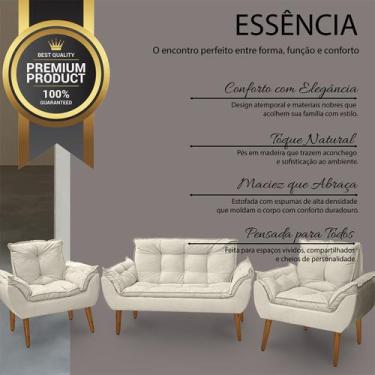 Imagem de Kit 02 poltrona 01 namoradeira opala suede bege pandora decor - Sonho 