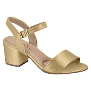 Imagem de Sandália Feminina Modare Salto Baixo Grosso Conforto 7109469 - Dourado - 39-Feminino