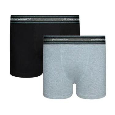 Imagem de Kit C/2 Cueca Boxer Lupo 523 box cotton algodão, Cinzamescla, Preto, G
