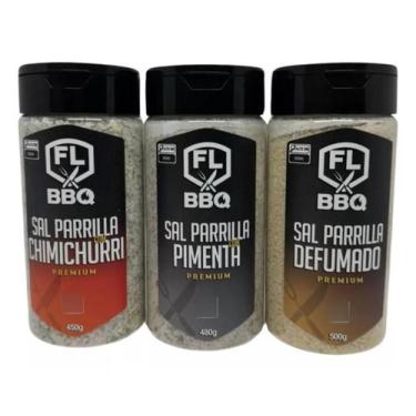 Imagem de Sal de parrilla e pimenta, e defumado e chimichurri flbbq - kit flbbq
