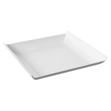 Imagem de Prato Quadrado Branco Avulso Plástico Cozy Coza 20,6x2,6cm Lanchonete Padaria