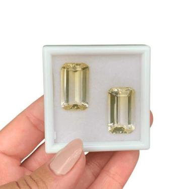 Imagem de Citrino Bicolor Baguete Par 34,43ct - SP GEMAS