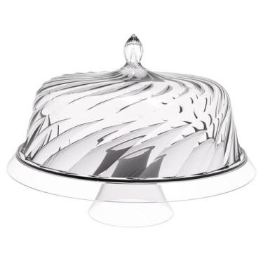 Imagem de Porta Bolo com Cúpula e Pé 30cm Transparente Glassy Crippa Boleira Tor