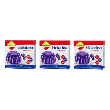 Imagem de Kit 3 Gelatina Zero Açúcar Sabor Uva 10g Lowçucar