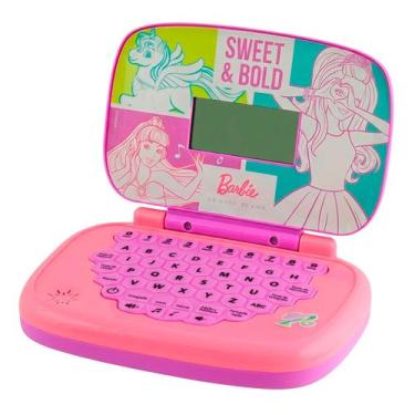 Imagem de Laptop Infantil Bilíngue Barbie Rosa Notebook Educativo Inglês E Portu