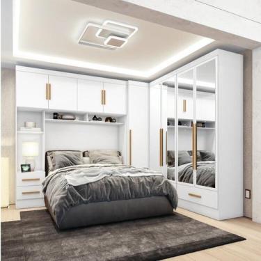 Imagem de Quarto Modulado Casal 100% MDF 4 Peças 5 Portas 4 Gavetas com Maleiro 