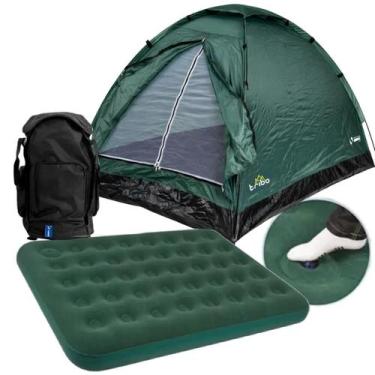 Imagem de Barraca Camping 3 Pessoas + Colchão Casal Com Bomba +mochila - Summer 
