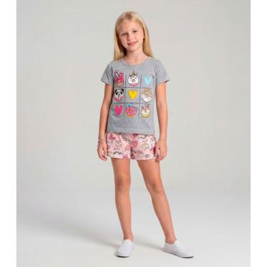 Imagem de Pijama Infantil Menina Brilha no Escuro Kappes Cinza, 3, Cinza