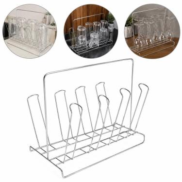 Imagem de Porta Copos de Mesa Cromado 8 Lugares Metalico Resistente Organizador para Cozinha e Área Gourmet Inox Yeet