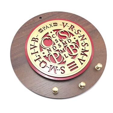 Imagem de Porta Chaves De Parede Medalha de São Bento Dourada