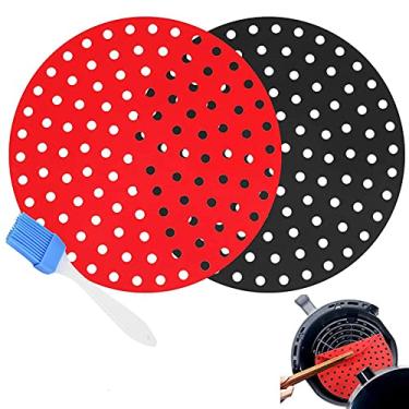 Imagem de scosao Air Fryer – Forros de silicone redondos para fritadeira a ar reutilizável, 22,8 cm, antiaderentes, acessórios para fritadeira a ar livre de BPA, para forno, cozimento, cozimento, cozimento, 22,8 cm