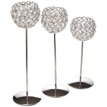 Imagem de Set 3 Castiçais Cristal Redondos Sarquis Samara Prata