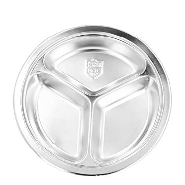 Imagem de Prato de jantar de aço inoxidável reutilizável, prato de arroz para crianças, prato de lanche para casa, cozinha, restaurante, hotel, cafeteria, sanatório hospitalar (22223)