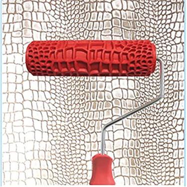 Imagem de Yajun Rolo de tinta de borracha para decoração de parede, ferramentas de decoração de parede de 17,78 cm, ferramenta de arte com alça, pincel de pintura de textura para arte manual doméstica, D