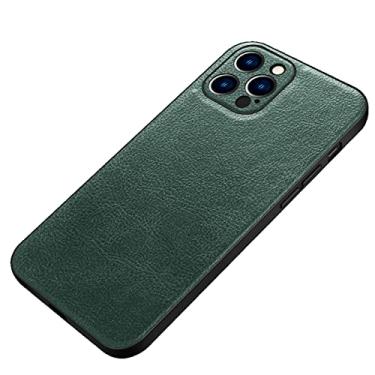 Imagem de Capa para iPhone 13 Mini/13/13 Pro/13 Pro Max, capa protetora fina de couro PU luxuoso, proteção total para câmera à prova de choque, capa macia de TPU (poliuretano termoplástico), verde, 13 Pro 6,1 polegadas