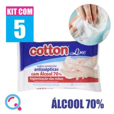 Imagem de Kit 5 X Toalha Umedecida Cotton Line 48 Lenços