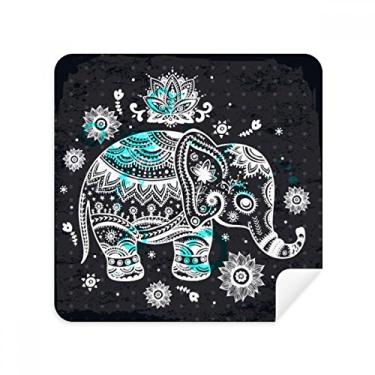 Imagem de Tecido de camurça Nation Elephant Flower Preto Azul Animal Glasses Pano Limpador de Tela Tecido de Camurça Pacote com 2