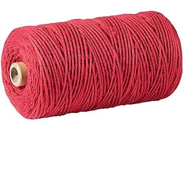 Imagem de Cordão de macramê, 3 mm x 300 m (cerca de 200 m) corda macia não manchada 100% algodão natural para pendurar plantas artesanais (vinho tinto)