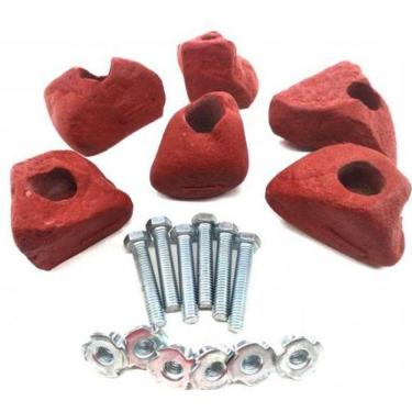 Imagem de Kit 6 Agarras Escalada Tamanho M Realrocks Madeira Terracota