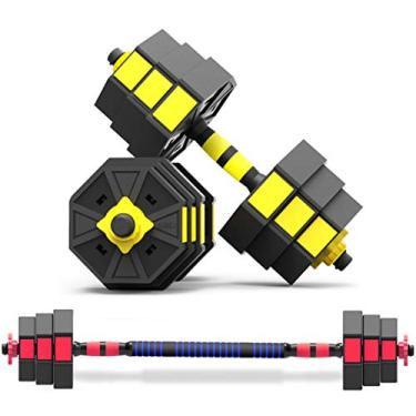 Imagem de Halteres multifuncionais/halteres Home Peso ajustável Halteres Fitness Equipment Training Arm Muscle Fitness com biela, amarelo, 15 kg