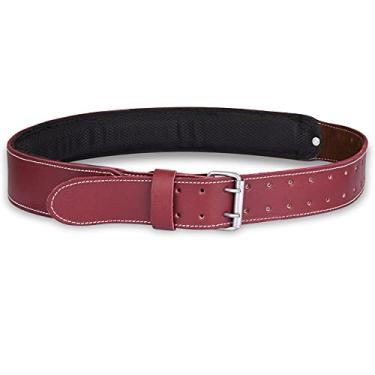 Imagem de FUERI Cinto de armazenamento de ferramentas 100% couro de grão premium | Cinto de trabalho de couro grosso acolchoado com espuma | Cinto de ferramentas emolduradoras construído para carpinteiro, mecânico e eletricista (MAROON)