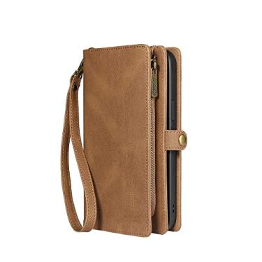 Imagem de Bolsa magnética multifuncional para celular, bolsa de pulso de couro, cartão, carteira de negócios, smartphone, capa protetora para iphone 11 12 pro max mini xr x xs max se 2020 7 8 6 6 s plus, camelo, para iphone 12 pro