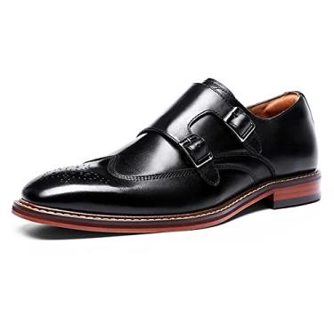Imagem de Sapatos sociais masculinos de couro Oxford sapatos formais para homens moderno bico redondo casual formal de couro mocassins sapatos para festa de casamento trabalho