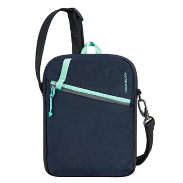 Imagem de Travelon Bolsa tiracolo Greenlander pequena antifurto, Azul galáxia, 7.5"W x 10.5"H x 2.75"D, Travelon Bolsa tiracolo Greenlander pequena antifurto