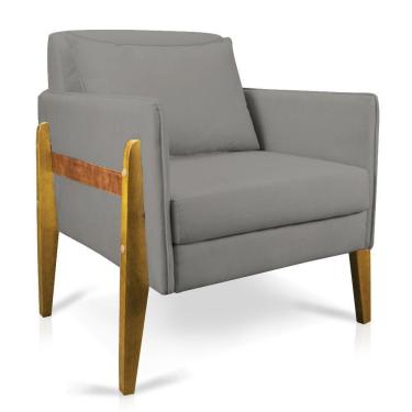 Imagem de Poltrona Lana Suede Base De Madeira - D`Rossi Grafite