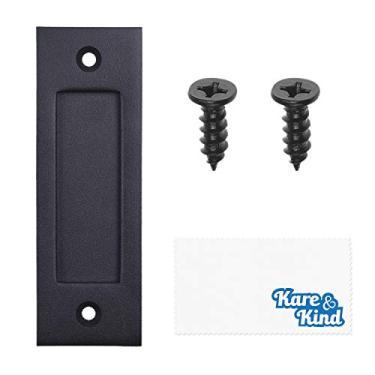 Imagem de Kare & Kind Maçaneta de porta deslizante de 15,24 cm (preta) - Conjunto de puxadores de dedo inferior plana fácil de instalar - Bordas lisas de aço sólido para portas deslizantes, galpões, garagens - Parafusos de rosquear incluídos