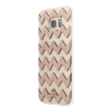 Imagem de Incipio Capa rígida híbrida para Samsung Galaxy S7 Edge Kate Spade New York - Chevron ouro rosa/creme