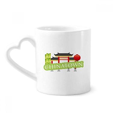 Imagem de Lanterna de bambu verde China Town caneca café cerâmica copo de coração de vidro