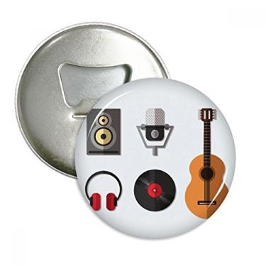 Imagem de Fone de ouvido de guitarra CD microfone padrão de música abridor de garrafa ímã de geladeira emblema multifuncional crachá