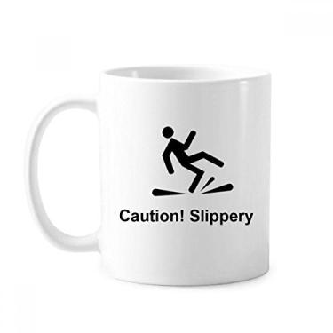 Imagem de Caution Slippery Black Symbol Caneca Cerâmica Café Porcelana Utensílios de Mesa