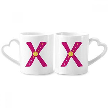 Imagem de Conjunto de canecas de porcelana para casais, estampa de laranja, com estampa fofa de frutas e alfabeto, coração