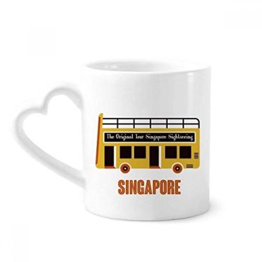 Imagem de Caneca Sightseeing de Singapura, ônibus, café, cerâmica, copo de coração de vidro
