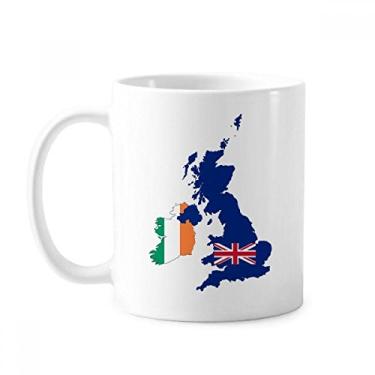Imagem de Mapa da Grã-Bretanha Bandeira da Irlanda País Reino Unido Caneca Cerâmica Copo de Porcelana de Café Louça