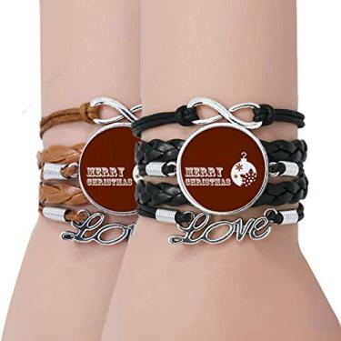 Imagem de OFFbb-USA Pulseira surpresa de Natal com flor de neve colorida para casal corda de couro presente