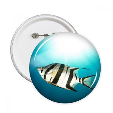 Imagem de Broche redondo de peixe do mar tropical com emblema de botão para decoração de 5 peças