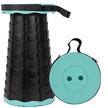 Imagem de KELATI Banco dobrável, banco retrátil telescópico com saco de armazenamento, capacidade de 180 kg, para viagens ao ar livre, pesca, caminhadas e churrasco (incluindo bolsa de armazenamento) - verde lago