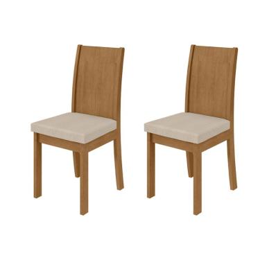 Imagem de Conjunto com 2 Cadeiras Athenas Linho Bege e Amêndoa Clean