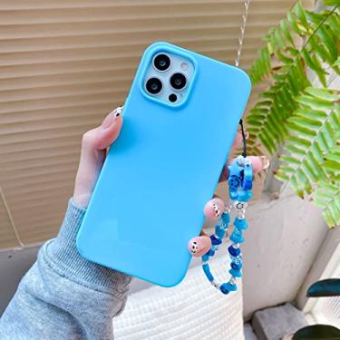 Imagem de Estojo com alça de contas de estrela de cor fluorescente para iphone 12 13 11 pro max xr xs x 7 8 plus se 2020 mini cordão de silicone brilhante, azul, para iphone 11pro max