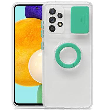 Imagem de Capa deslizante de capa de câmera transparente para Samsung Galaxy A32 5G A12 A52 A72 A 12 72 S21 Proteção de lente de silicone ultra à prova de choque, verde, para A32 (4G)