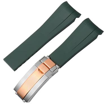 Imagem de AEMALL para Rolex Pulseira de relógio de borracha masculina ditongna verde água fantasma mergulhador verde silicone 20mm 21mm pulseira de relógio (cor: rosa verde, tamanho: 20mm)