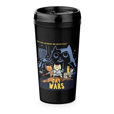 Imagem de Copo Viagem 520ml Preto Cat Wars Gatos Geek Nerd