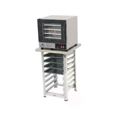 Imagem de Kit - Forno Turbo Elétrico Fast Oven PRP-004 Plus 127V Preto + Bancada MES-004  + 4 Assadeiras - Progás